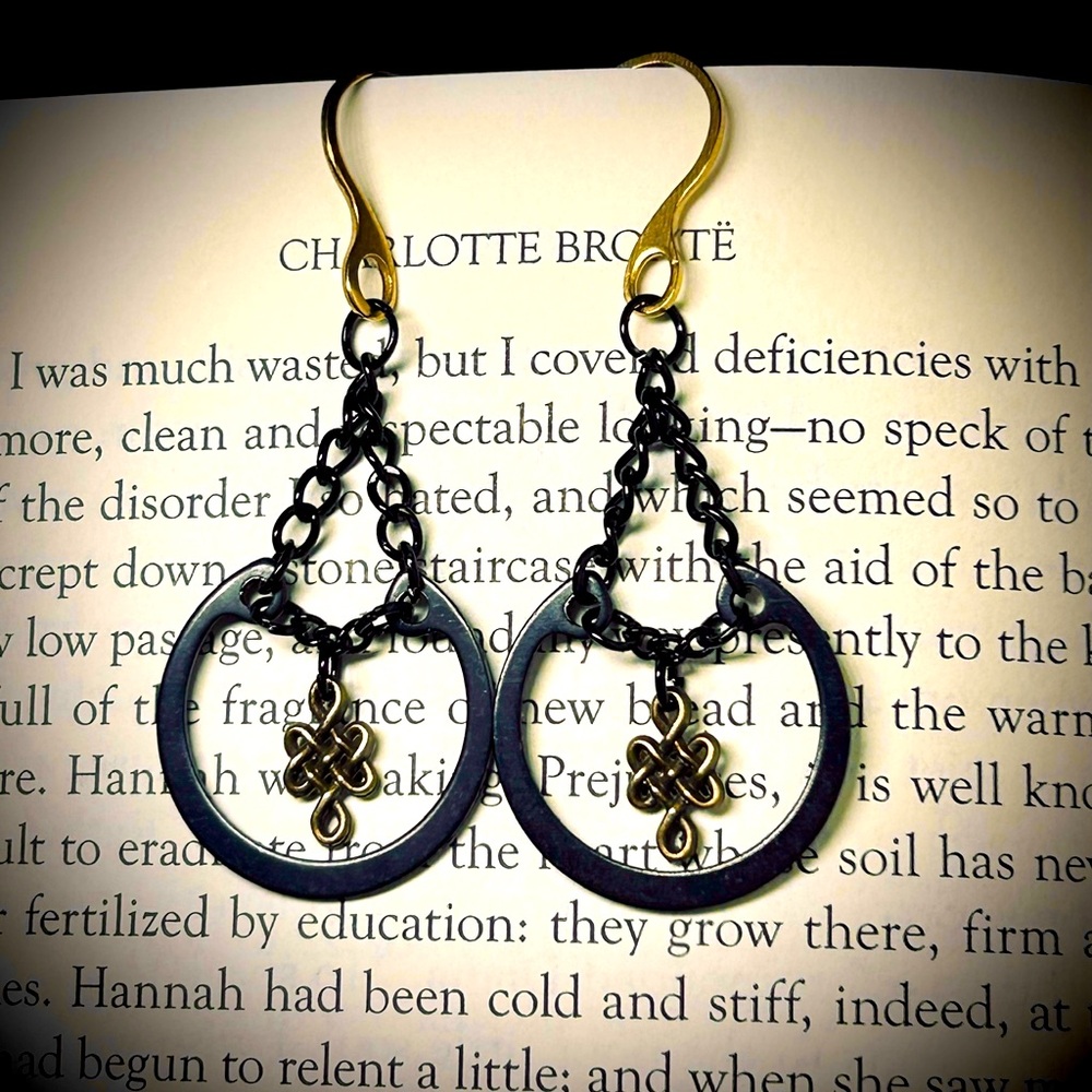 Handmade industrial bronze and steel earrings